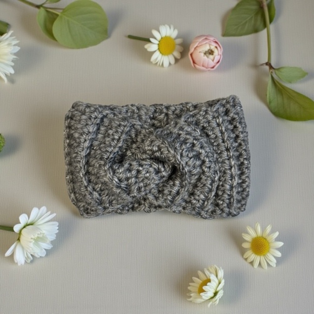 Elegant Charcoal Crochet Headband